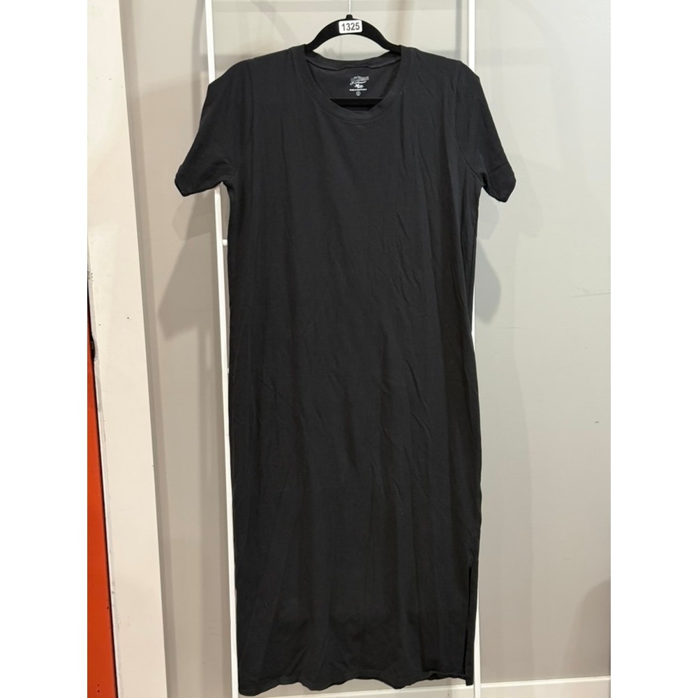 J.Crew Re-Imagined Black Cotton Knit T-Shirt Maxi‎ Dress Short Sleeve S Preppy